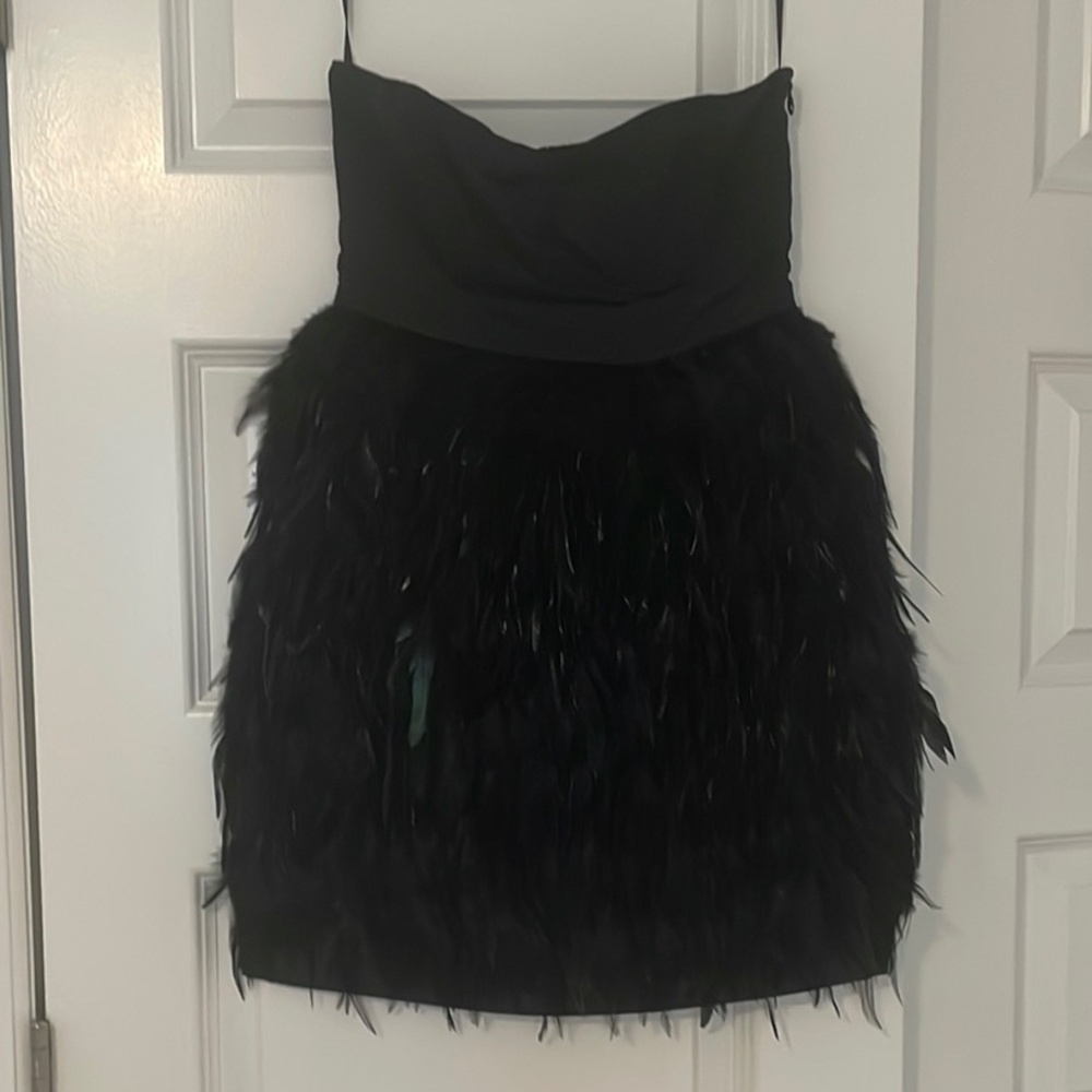 F21 Black Feathered Mini Dress